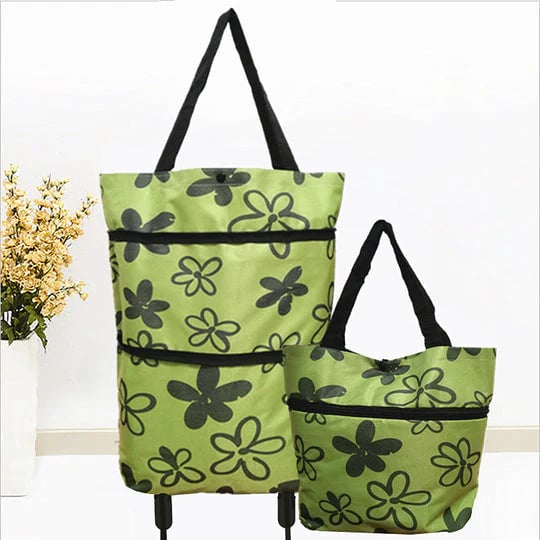 2-in-1 Foldable Rolling Shopping Tote