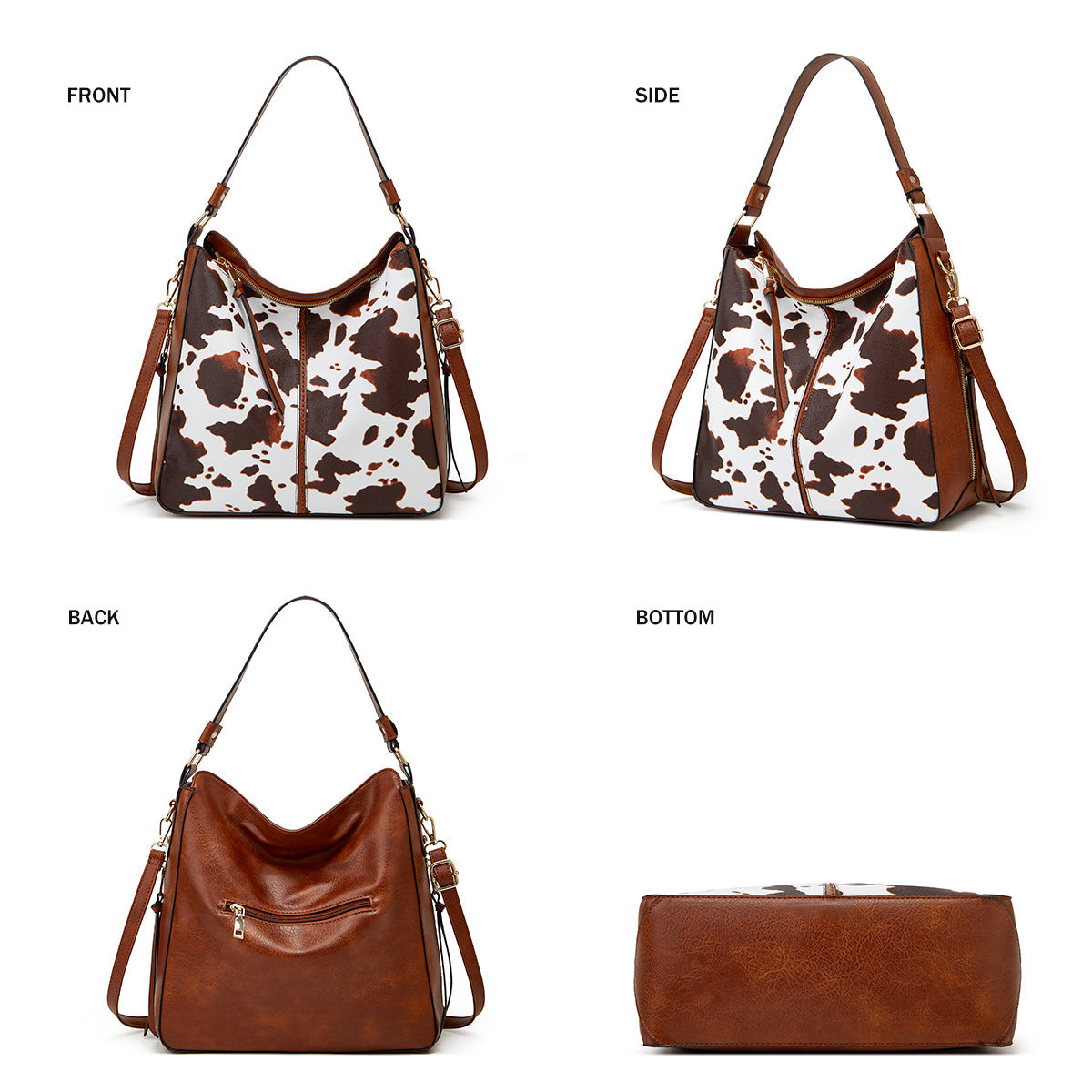 Luxury Leather Print Hobo Anti-Theft Handbag + FREE Pouch Wallet