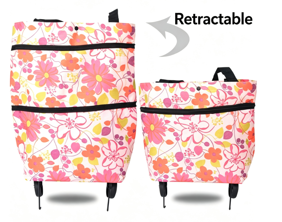 2-in-1 Foldable Rolling Shopping Tote