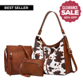 Luxury Leather 3-Piece Hobo Bag Set Print