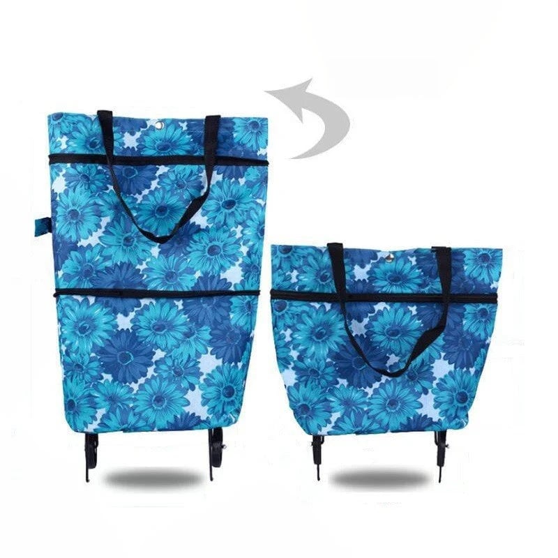2-in-1 Foldable Rolling Shopping Tote