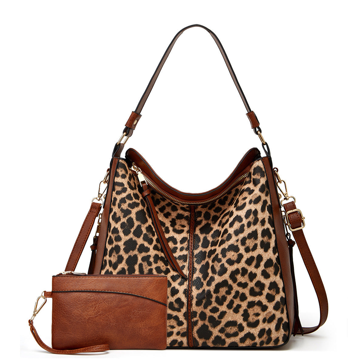 Luxury Leather Print Hobo Anti-Theft Handbag + FREE Pouch Wallet
