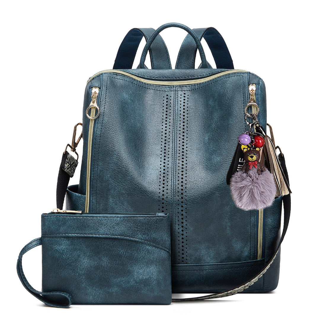 Luxury Leather 2-in-1 Convertible Backpack + Free Pouch