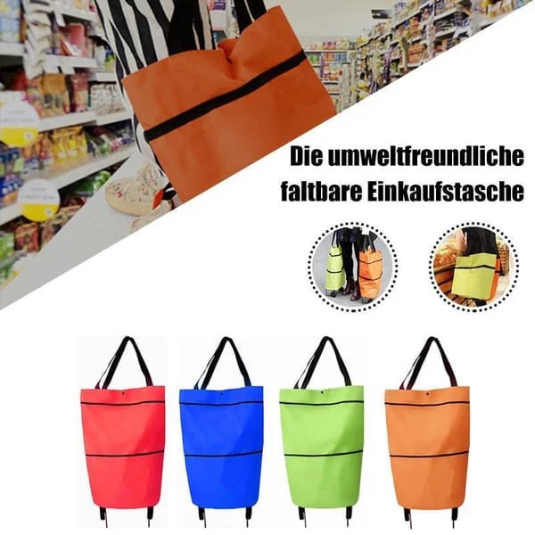 2-in-1 Foldable Rolling Shopping Tote