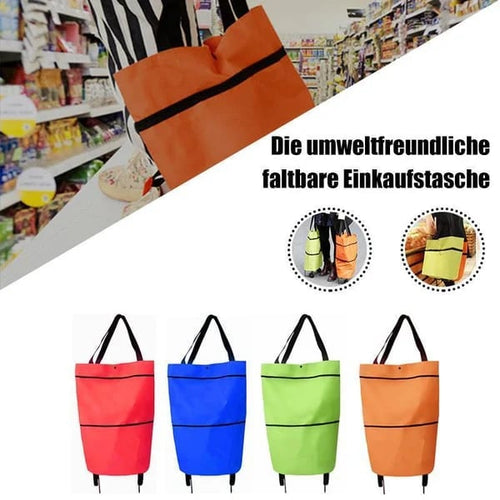 2-in-1 Foldable Rolling Shopping Tote