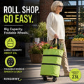 2-in-1 Foldable Rolling Shopping Tote
