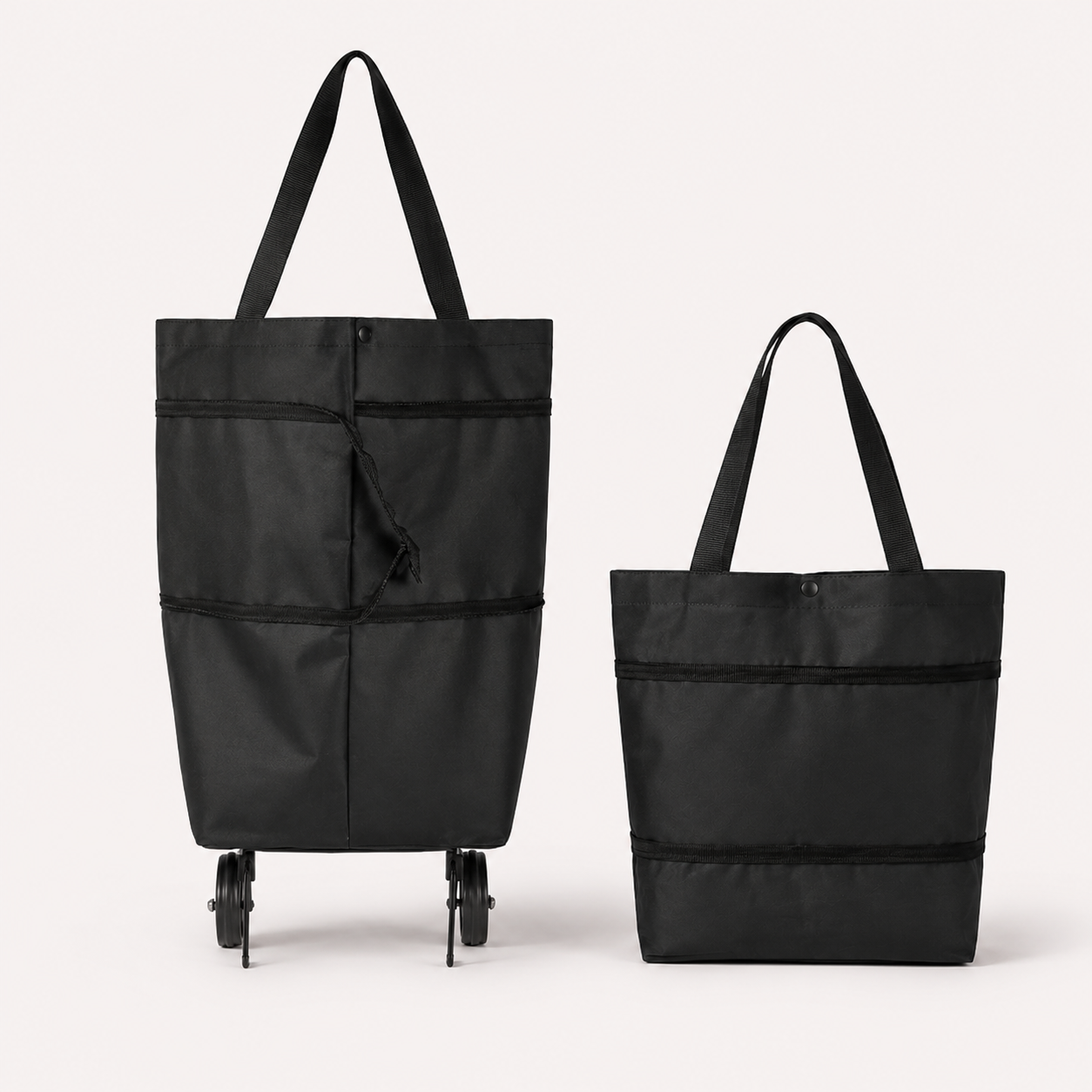 2-in-1 Foldable Rolling Shopping Tote