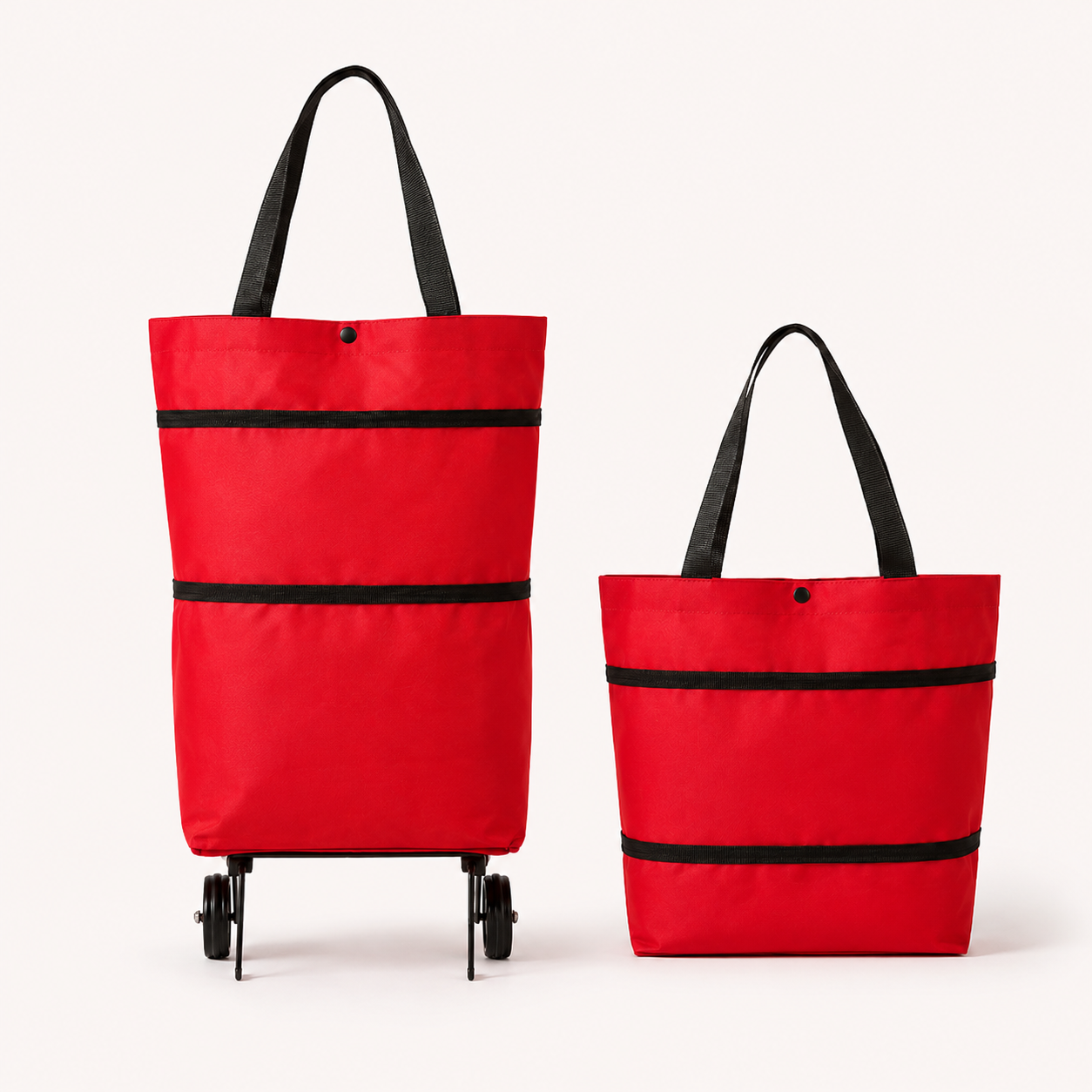2-in-1 Foldable Rolling Shopping Tote