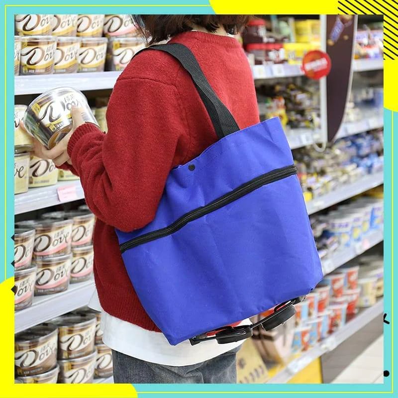 2-in-1 Foldable Rolling Shopping Tote