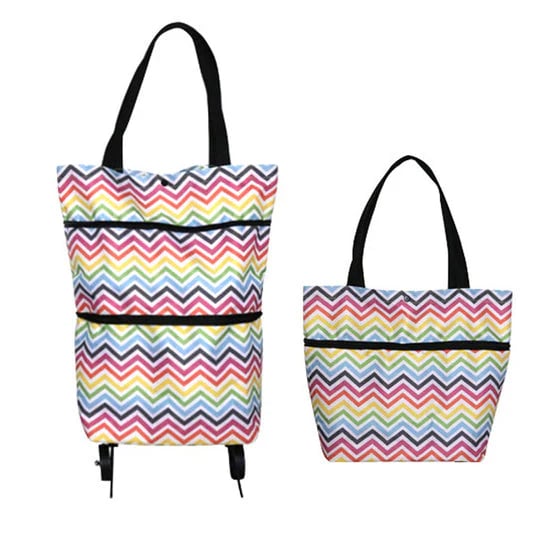 2-in-1 Foldable Rolling Shopping Tote