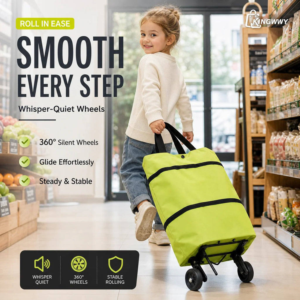 2-in-1 Foldable Rolling Shopping Tote