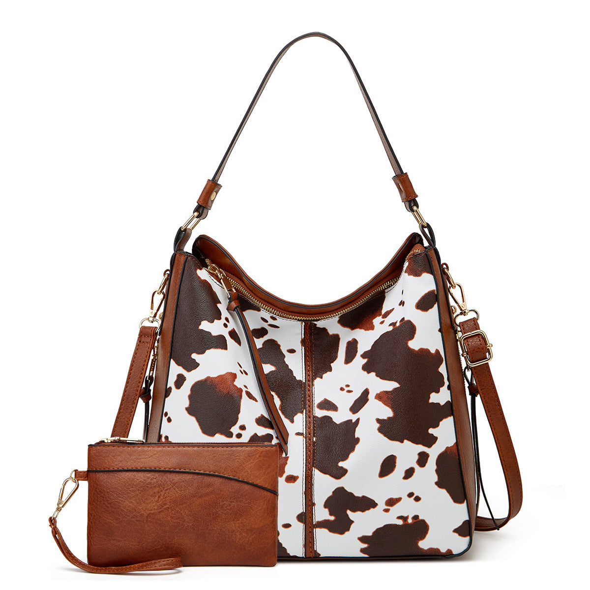 Luxury Leather Print Hobo Anti-Theft Handbag + FREE Pouch Wallet