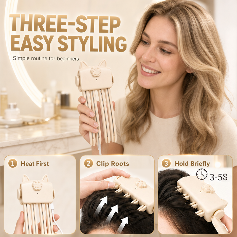 💇 Wireless Heated Volumizing Root Lift Clip, Portable Travel Hair Styling Tool for Flat Fine Hair